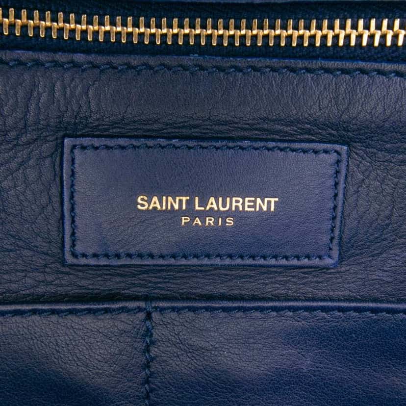 Saint Laurent Medium Leather Classic Y Cabas Satchel Blue Leather Good condition - Box View