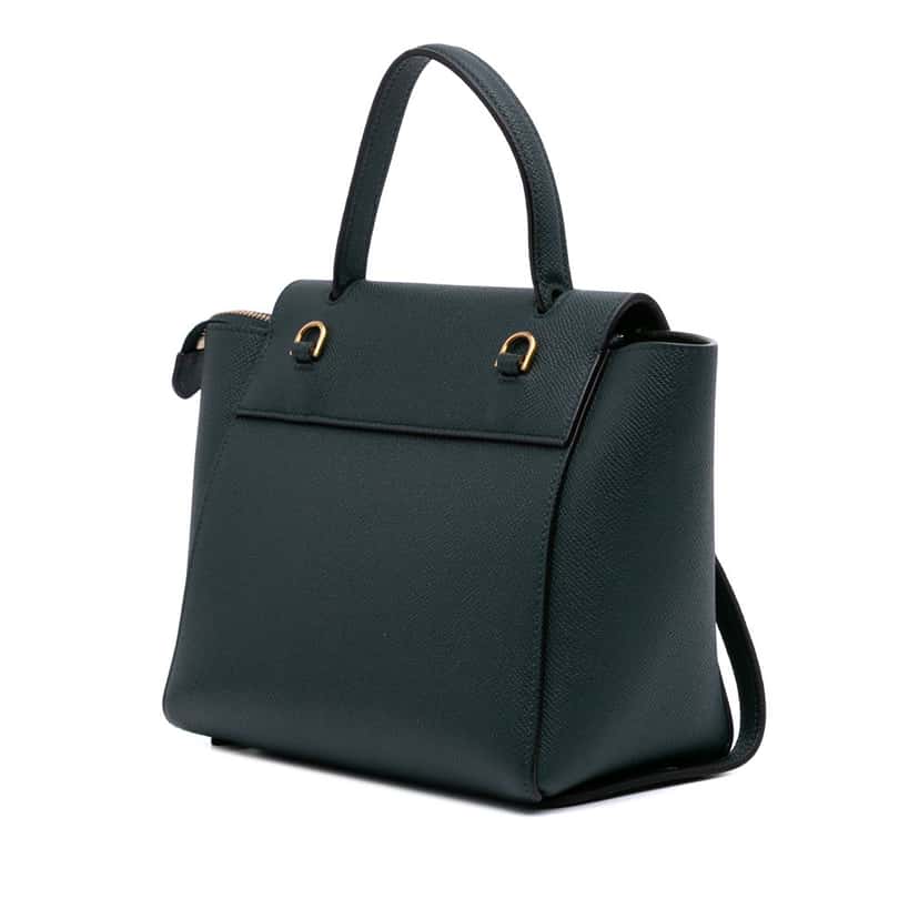 Celine Nano Grained Calfskin Belt Bag Green Leather Good condition - Back View