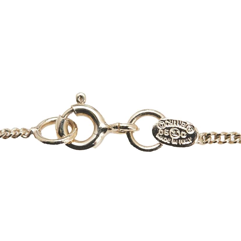 Chanel Gold Plated Enamel CC Eiffel Tower Charm Necklace Gold Metal Good condition - Box View