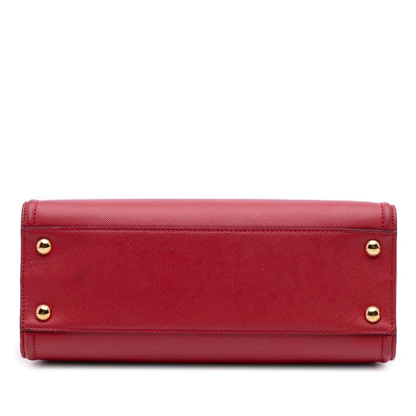 Prada Soft Calf Trimmed Saffiano Convertible Tote Red Leather Good condition - Inside View