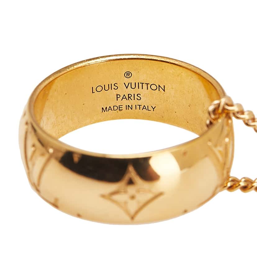 Louis Vuitton Gold Plated Monogram Charms Necklace Gold Metal Good condition - Back View