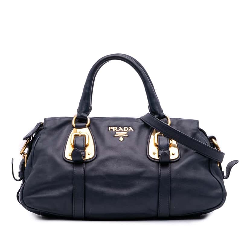 Prada Soft Calf Satchel Blue Leather Good condition - Front View
