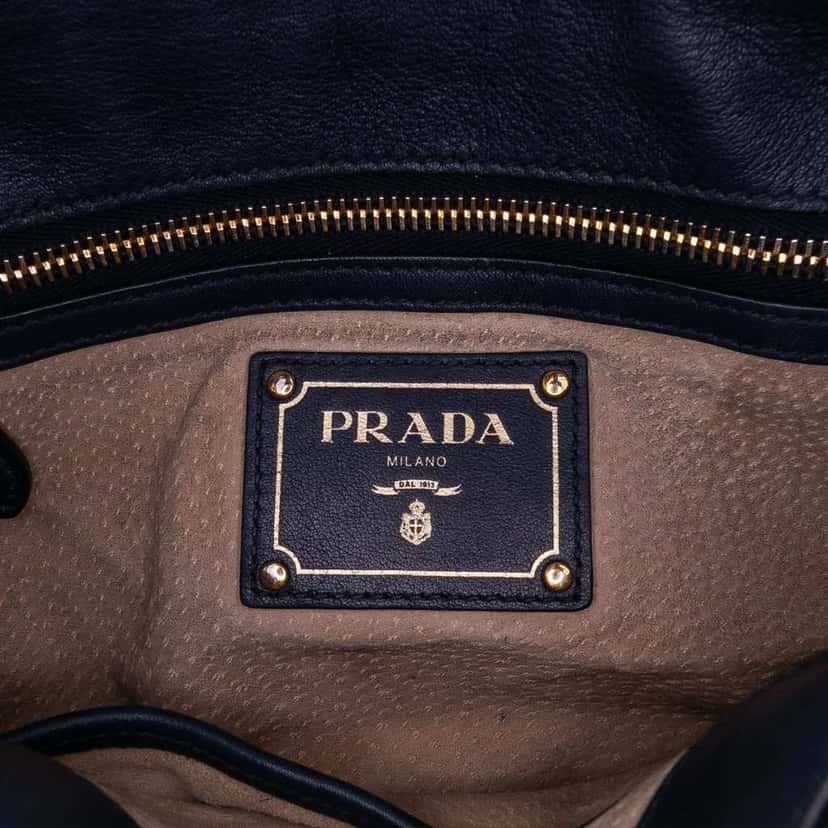 Prada Soft Calf Satchel Blue Leather Good condition - Box View