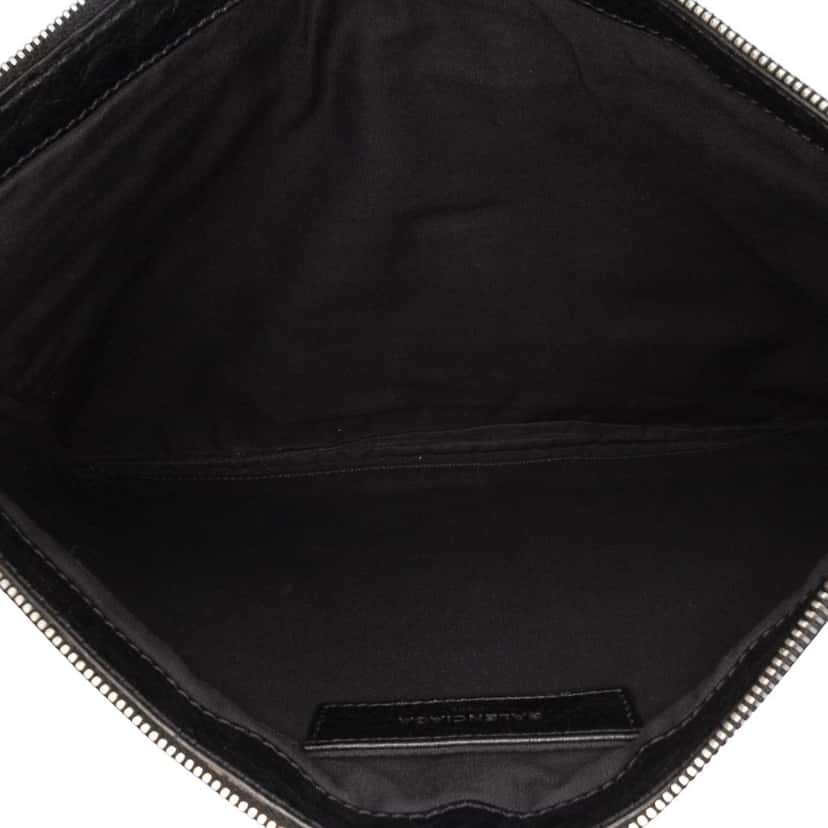 Balenciaga Lambskin Motocross Classic Clip L Clutch Black Leather Good condition - Model View