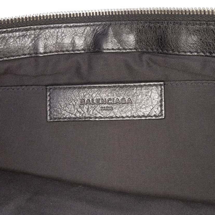 Balenciaga Lambskin Motocross Classic Clip L Clutch Black Leather Good condition - Box View