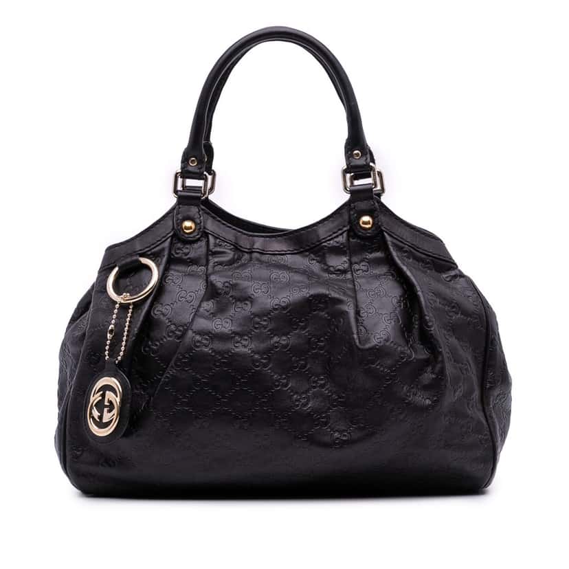 Gucci Medium Guccissima Sukey Tote Black Leather Good condition - Front View