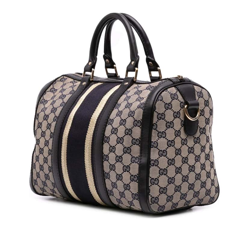 Gucci Medium GG Canvas Web Joy Boston Bag Brown Canvas Good condition - Back View