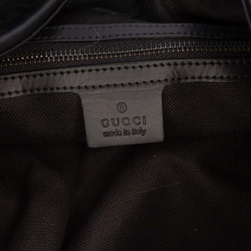 Gucci Large Nubuck and Suede Brocade Soft Stirrup Shoulder Bag Black Leather Good condition - Box View