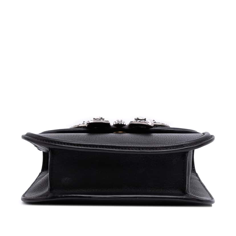 Gucci Small Leather Linea Totem Crystal Butterfly Crossbody Black Leather Good condition - Inside View