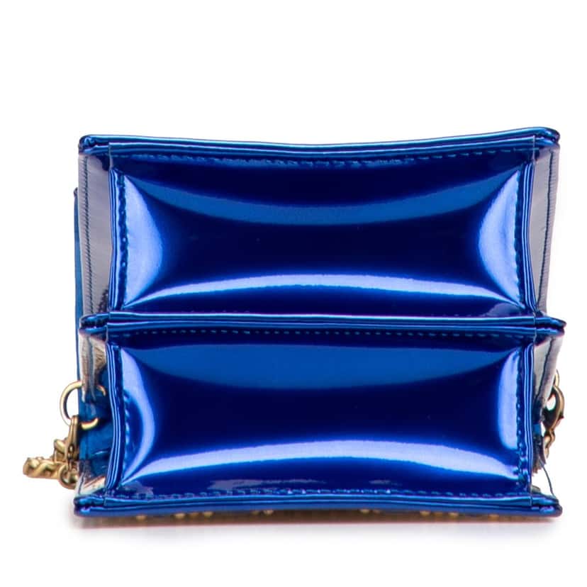 Dior Studded Patent Diorama Vertical Clutch Blue Leather Good condition - Inside View