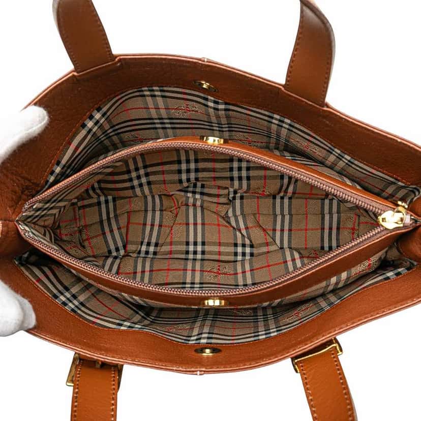 Burberry Leather Tote Brown Leather Good condition - Model View