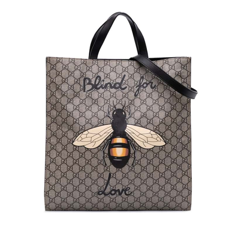 Gucci GG Supreme Blind For Love Satchel Brown Canvas Good condition - Front View