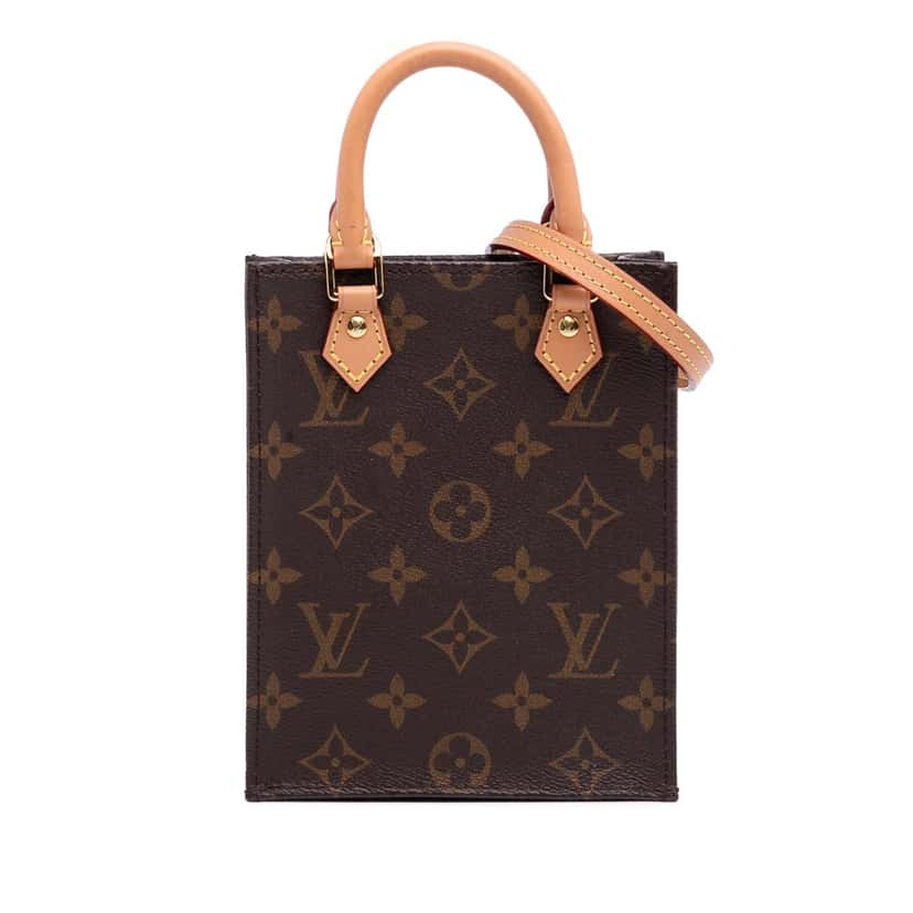 Louis Vuitton Monogram Petit Sac Plat Brown Canvas Good condition - Front View