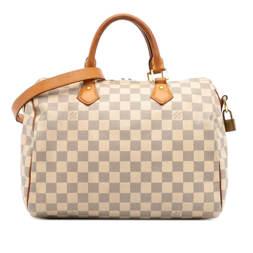 Louis Vuitton Damier Azur Speedy Bandouliere 30 White Canvas Fair condition - Front View