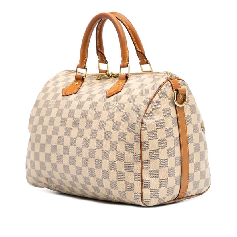 Louis Vuitton Damier Azur Speedy Bandouliere 30 White Canvas Fair condition - Back View