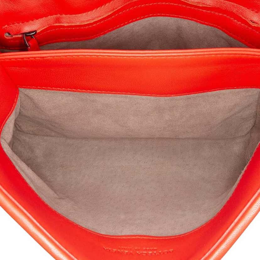 Bottega Veneta Small Nappa Intrecciato Olimpia Shoulder Bag Red Leather Good condition - Model View