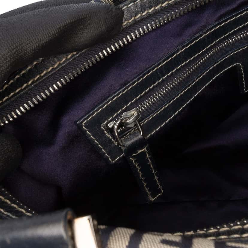 Fendi Zucchino Canvas Boston Bag Grey Canvas Good condition - Box View