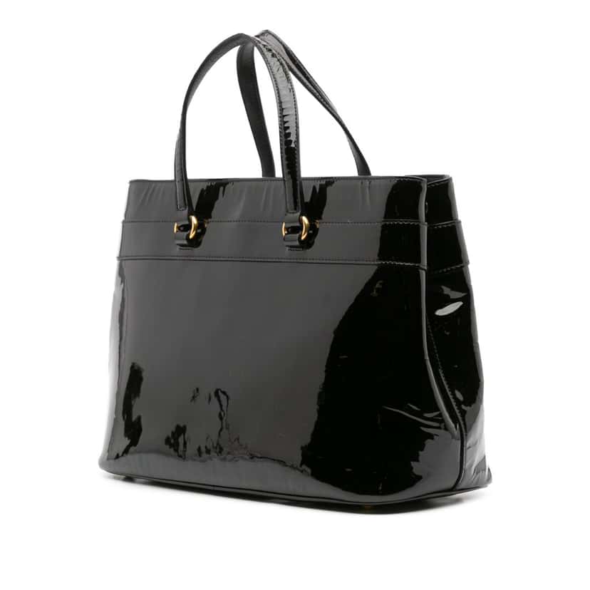 Gucci Patent Bright Bit Satchel Black Leather Fair condition - Back View