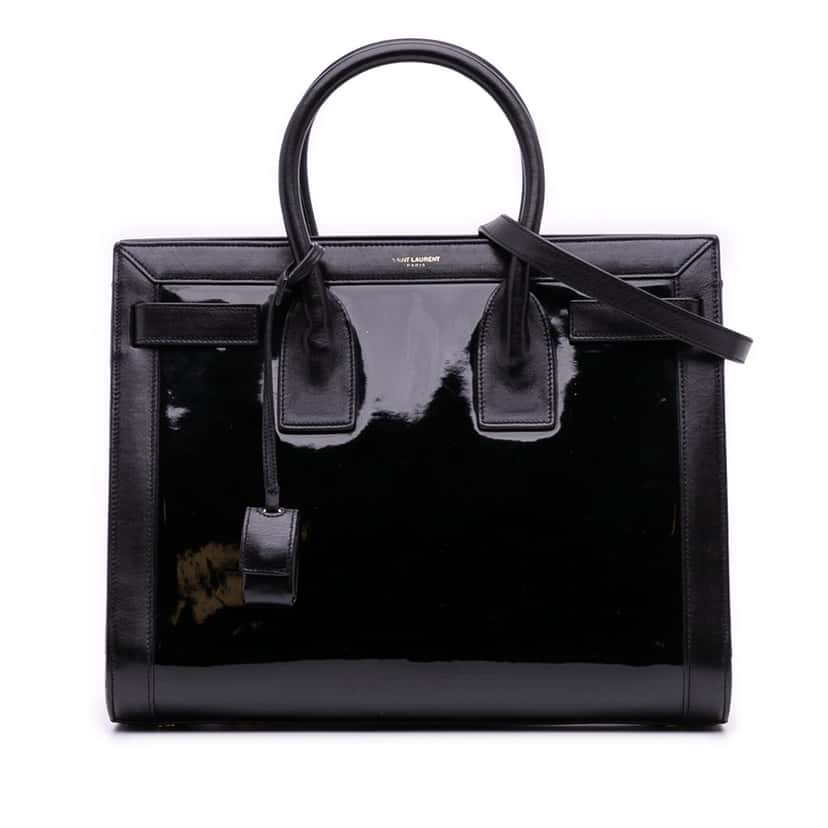 Saint Laurent Small Patent Sac De Jour Satchel Black Leather Good condition - Front View