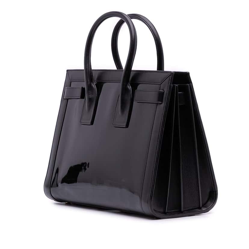 Saint Laurent Small Patent Sac De Jour Satchel Black Leather Good condition - Back View