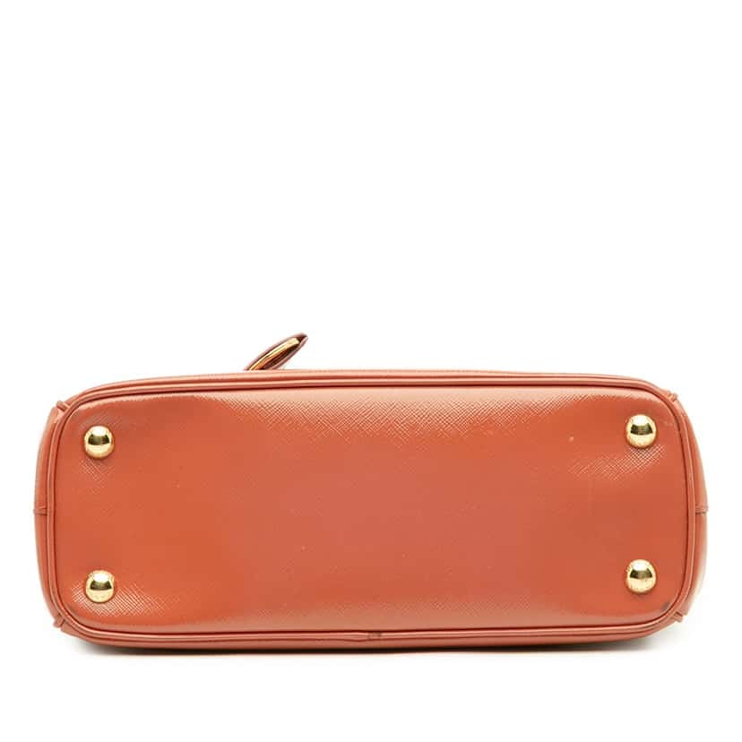 Prada Small Saffiano Vernice Galleria Double Zip Satchel Orange Leather Good condition - Inside View