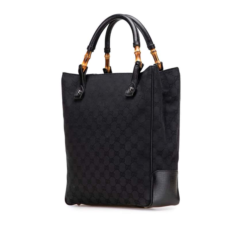 Gucci GG Canvas Bamboo Tote Black Canvas Good condition - Back View