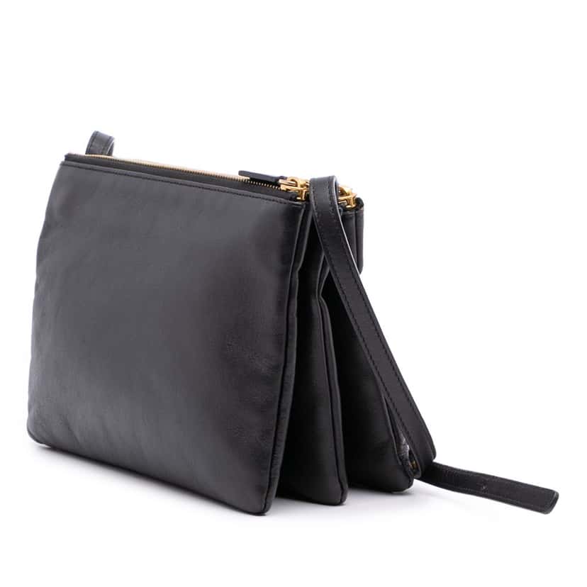 Celine Small Lambskin Trio Crossbody Black Leather Good condition - Back View