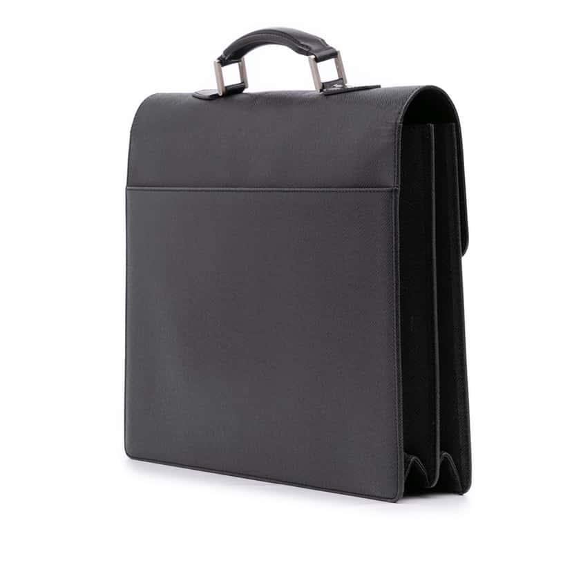 Louis Vuitton Taiga Moskova Briefcase Black Leather Good condition - Back View