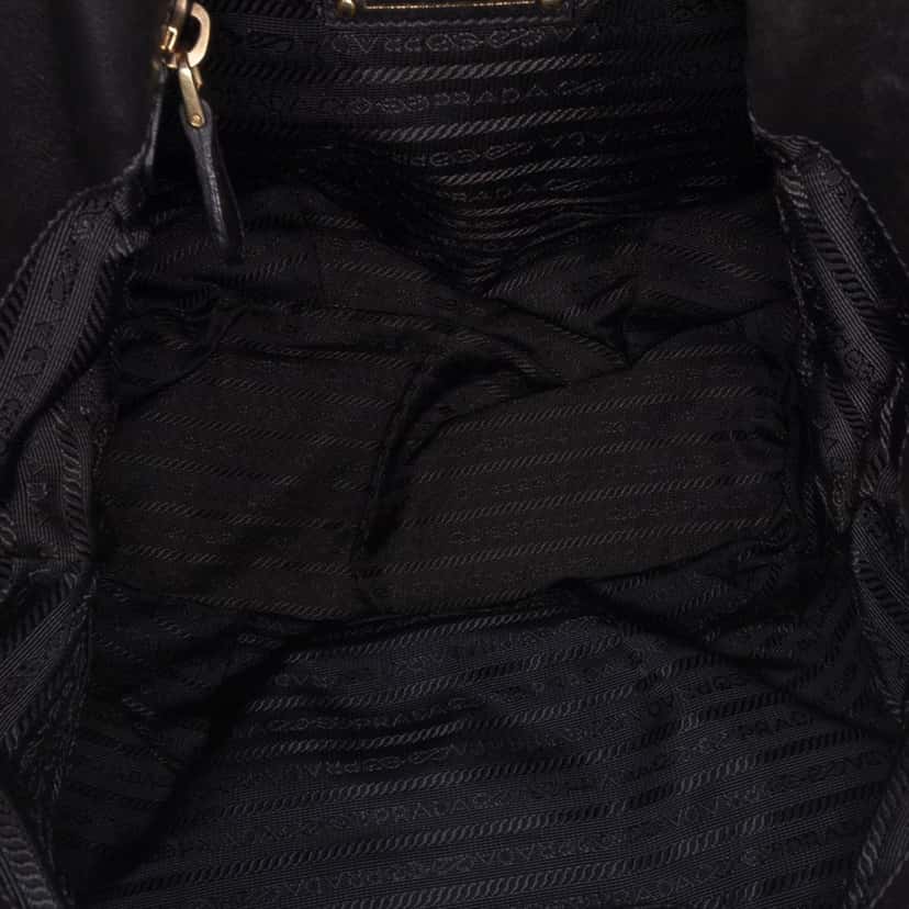 Prada Soft Calf Gathered Satchel Black Leather Good condition - Model View
