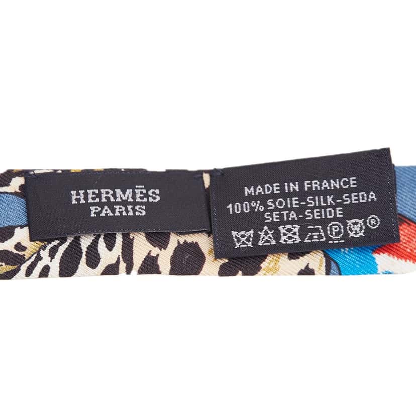 Hermès Jungle Love Love Doll Silk Twilly Scarf Blue Silk Good condition - Back View