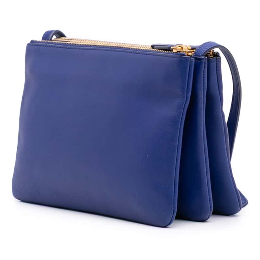 Celine Small Lambskin Trio Crossbody Blue Leather Good condition - Back View