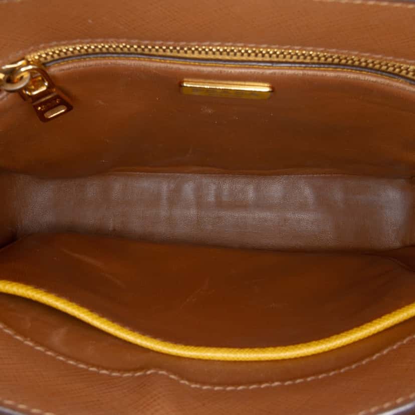 Prada Bicolor Saffiano Turnlock Crossbody Yellow Leather Good condition - Model View