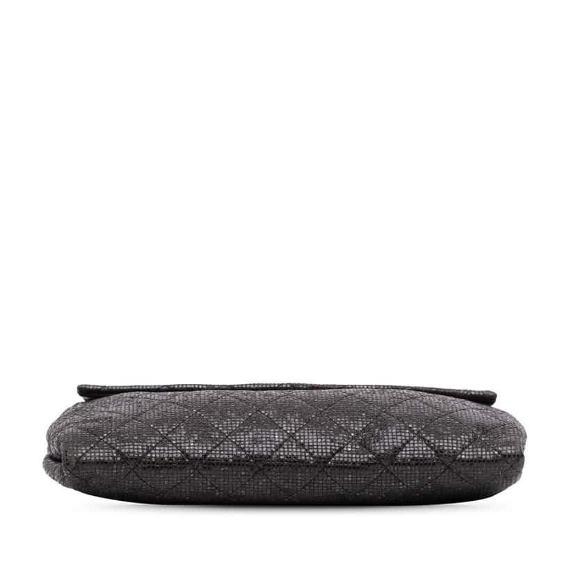 Chanel Quilted Laminated Fabric Chain Evening Crossbody Black Polyester Good condition - Inside View