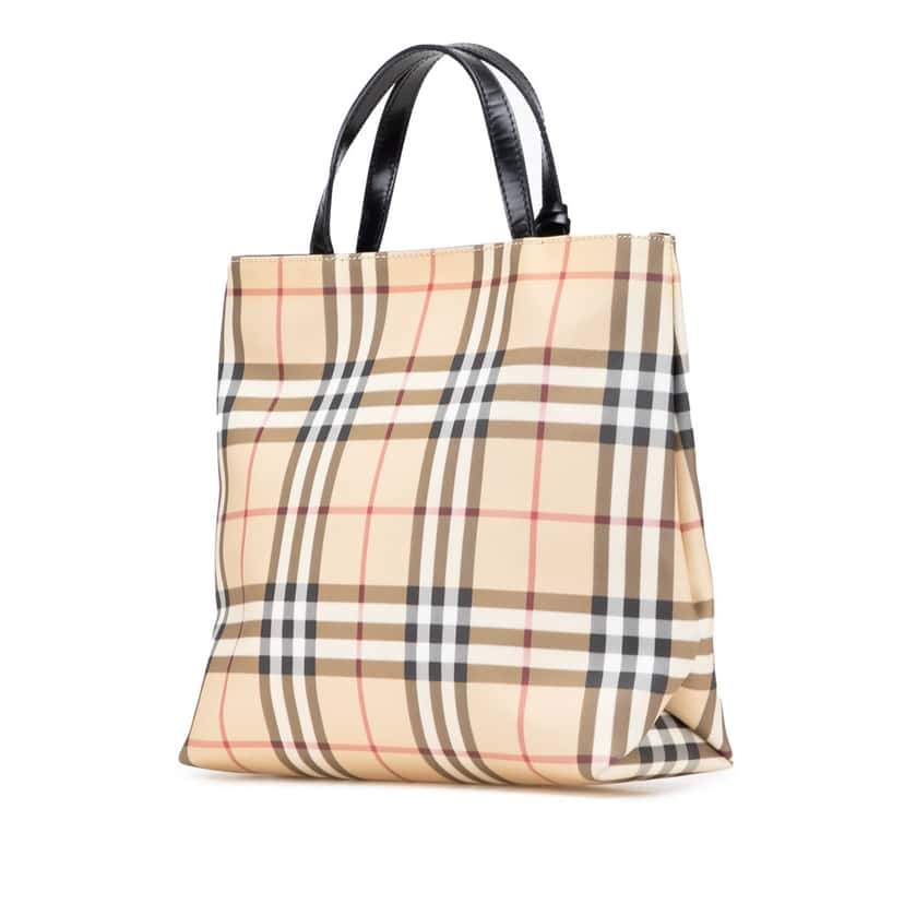 Burberry House Check Coated Canvas Tote Brown Canvas Good condition - Back View