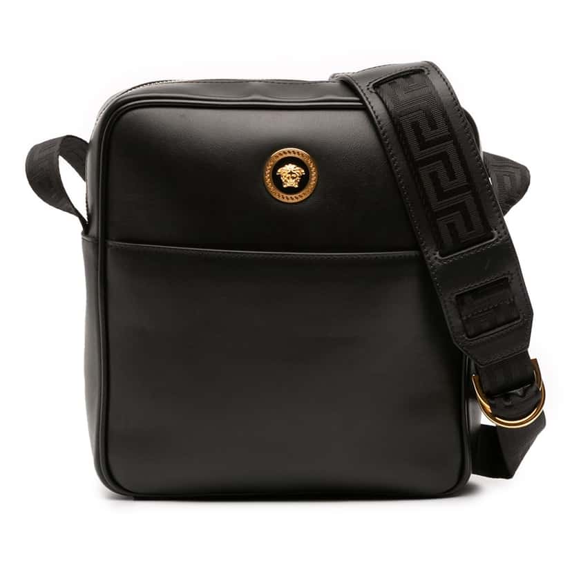 Versace Leather Medusa Crossbody Black Leather Good condition - Front View