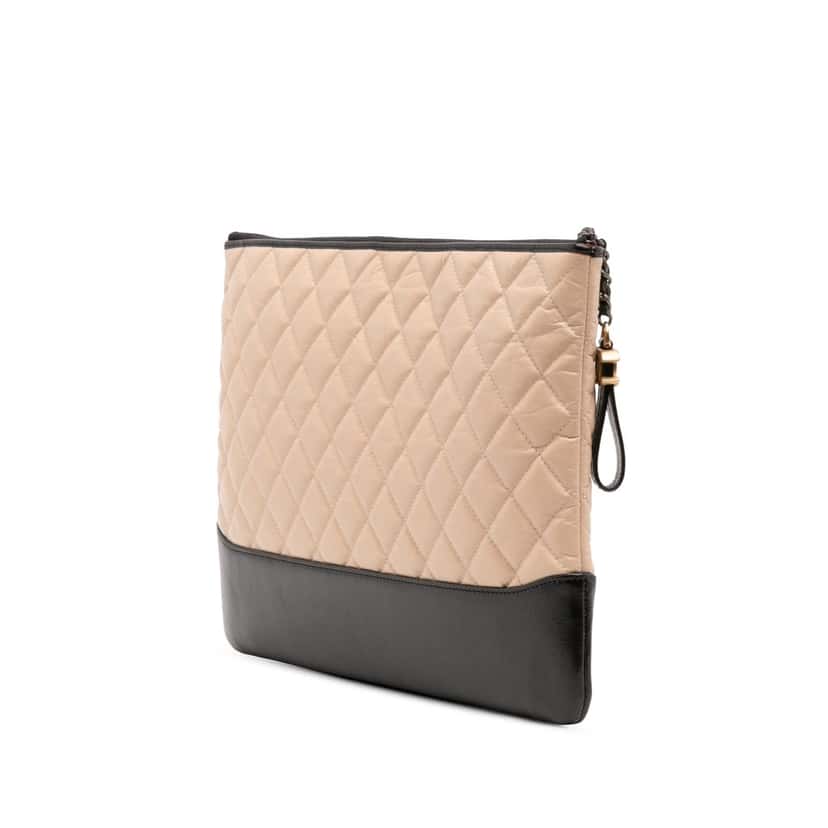 Chanel Large Aged Calfskin Gabrielle O Case Clutch Brown Leather Good condition - Back View
