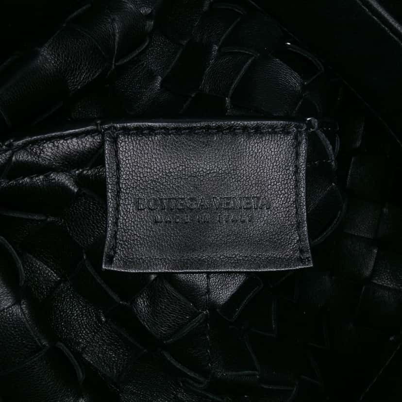 Bottega Veneta Lambskin Intrecciato Tie Shoulder Bag Black Leather Good condition - Box View