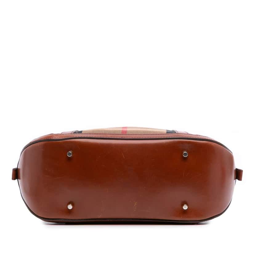 Burberry Small Leather Trimmed House Check Canvas Bridle Orchard Satchel Brown Canvas Good condition - Inside View