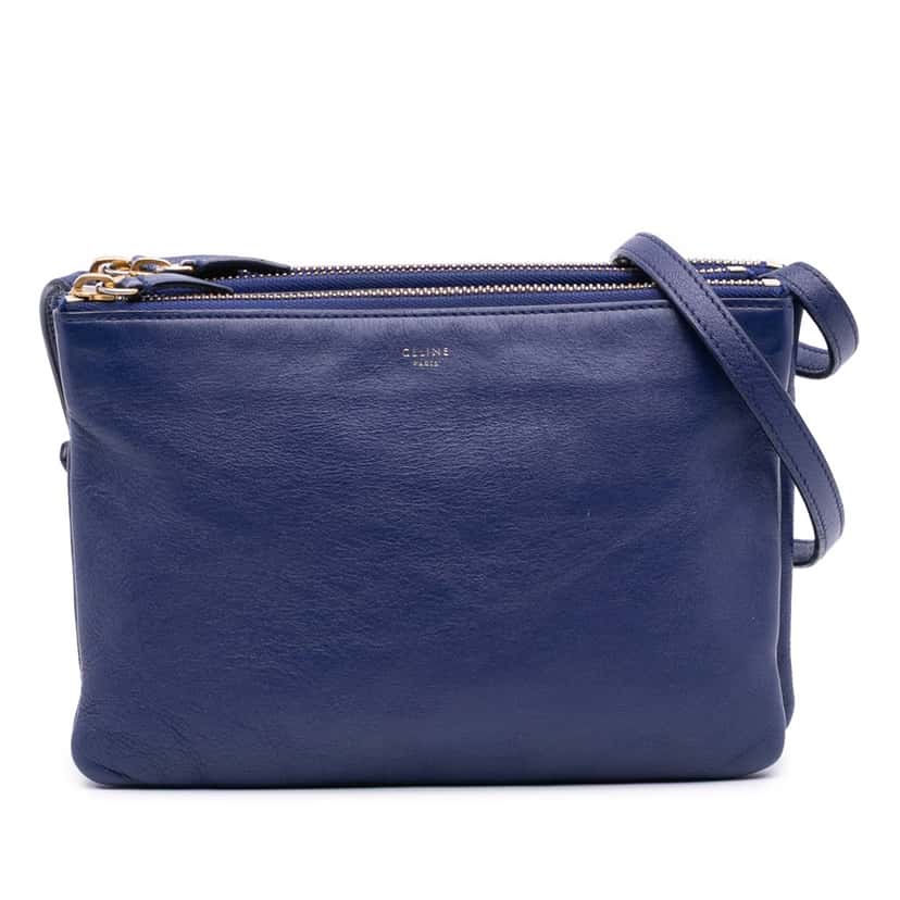 Celine Small Lambskin Trio Crossbody Blue Leather Good condition - Front View