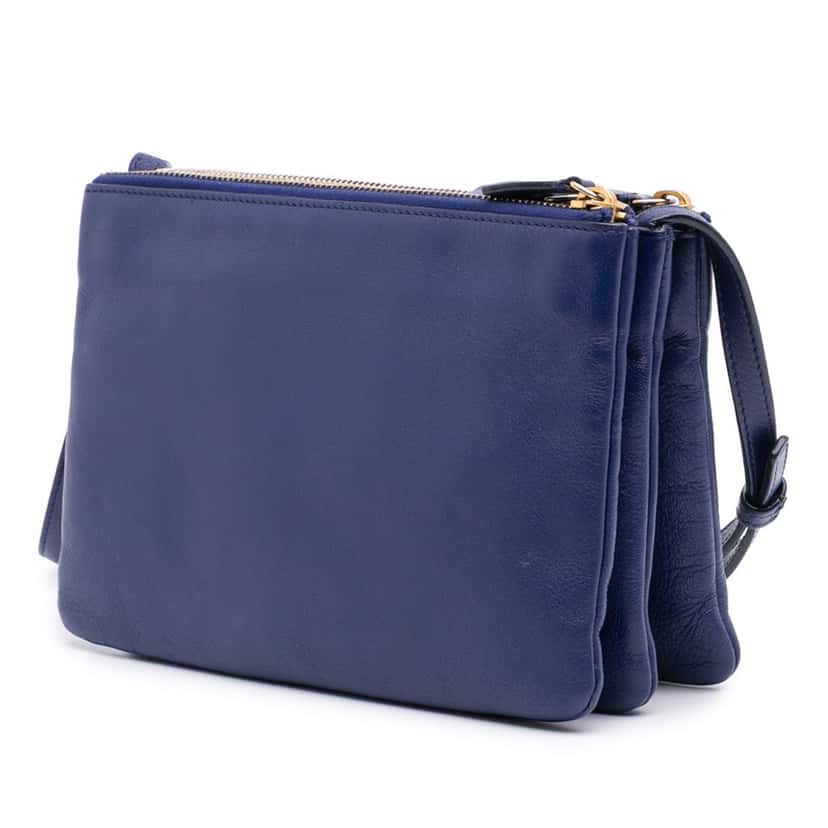 Celine Small Lambskin Trio Crossbody Blue Leather Good condition - Back View