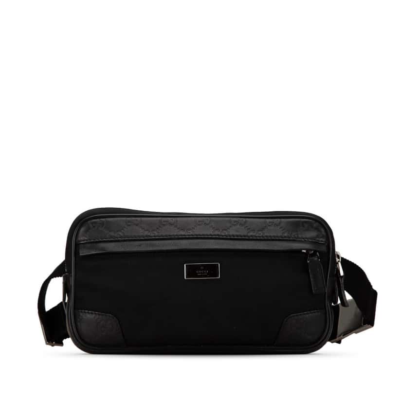 Gucci Guccissima Nylon Trim Belt Bag Black Good condition - Front View