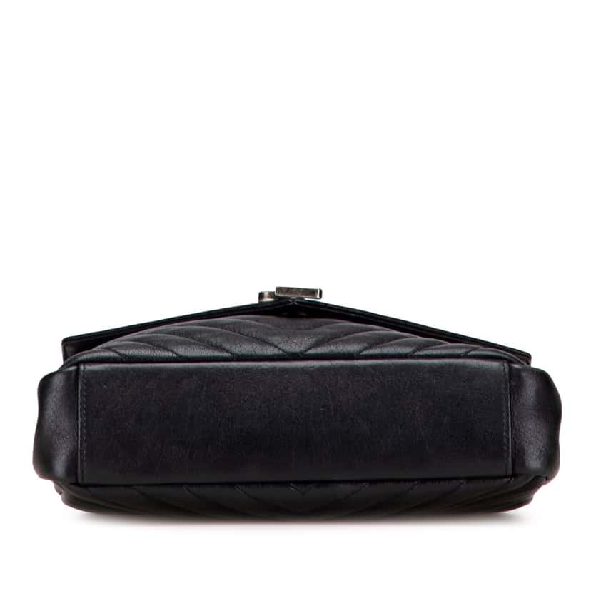 Saint Laurent Medium Quilted Chevron Sheepskin College Satchel Black Leather Good condition - Inside View