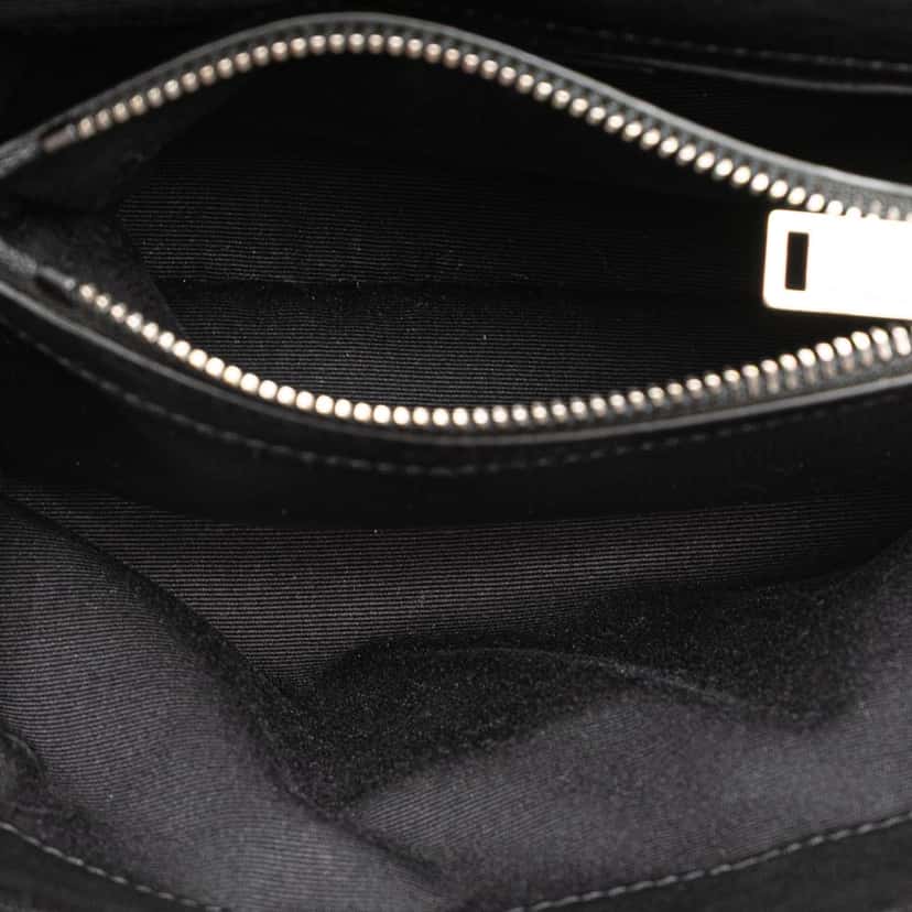Saint Laurent Medium Quilted Chevron Sheepskin College Satchel Black Leather Good condition - Model View