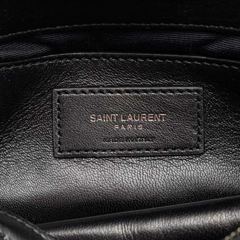 Saint Laurent Medium Quilted Chevron Sheepskin College Satchel Black Leather Good condition - Box View