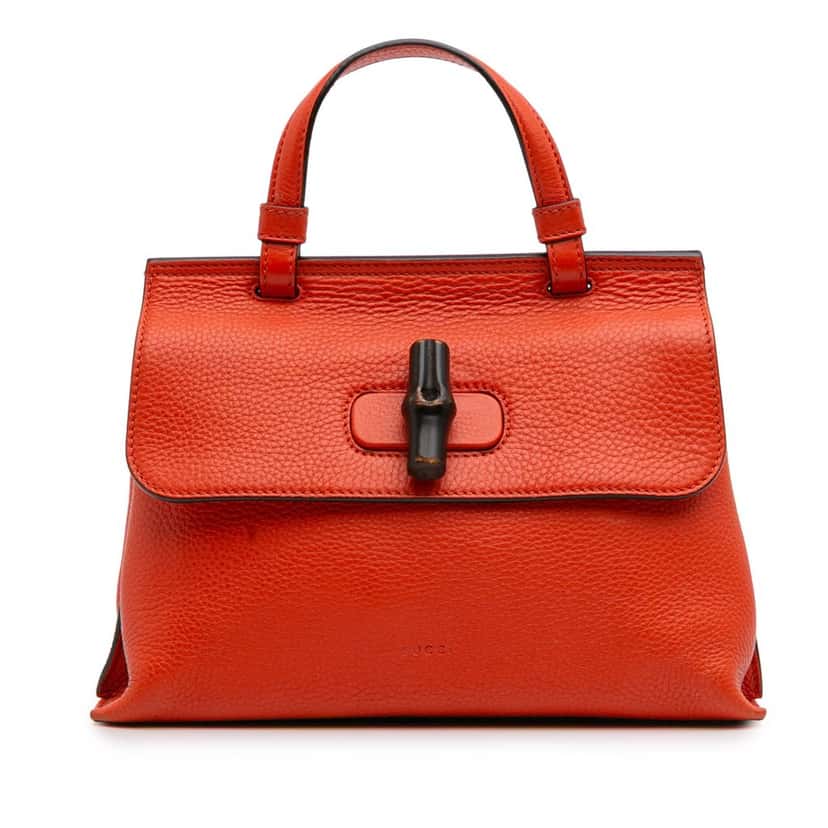 Gucci Small Leather Bamboo Daily Satchel Orange Leather Good condition - Front View
