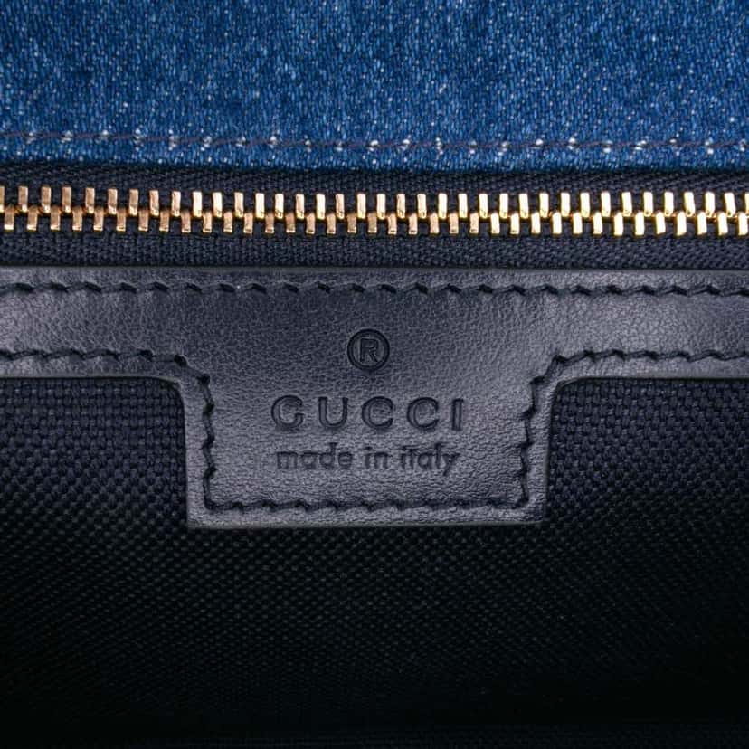 Gucci Small GG Marmont Matelasse Denim Flap Crossbody Blue Denim Good condition - Box View