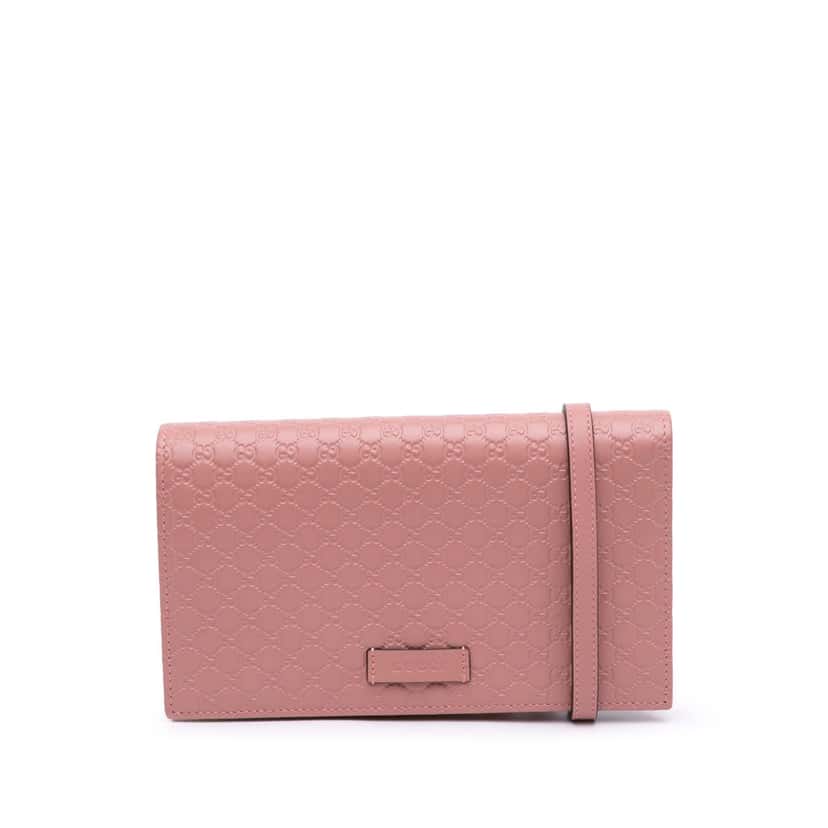 Gucci Microguccissima Wallet on Strap Pink Leather Good condition - Front View