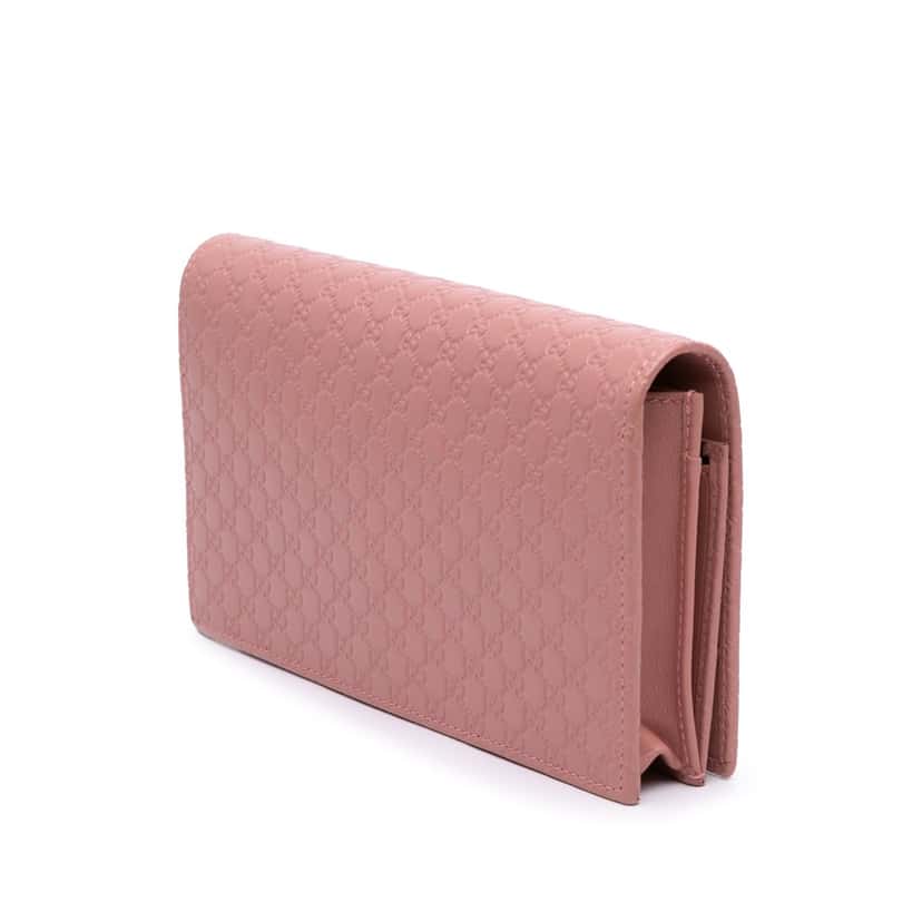 Gucci Microguccissima Wallet on Strap Pink Leather Good condition - Back View