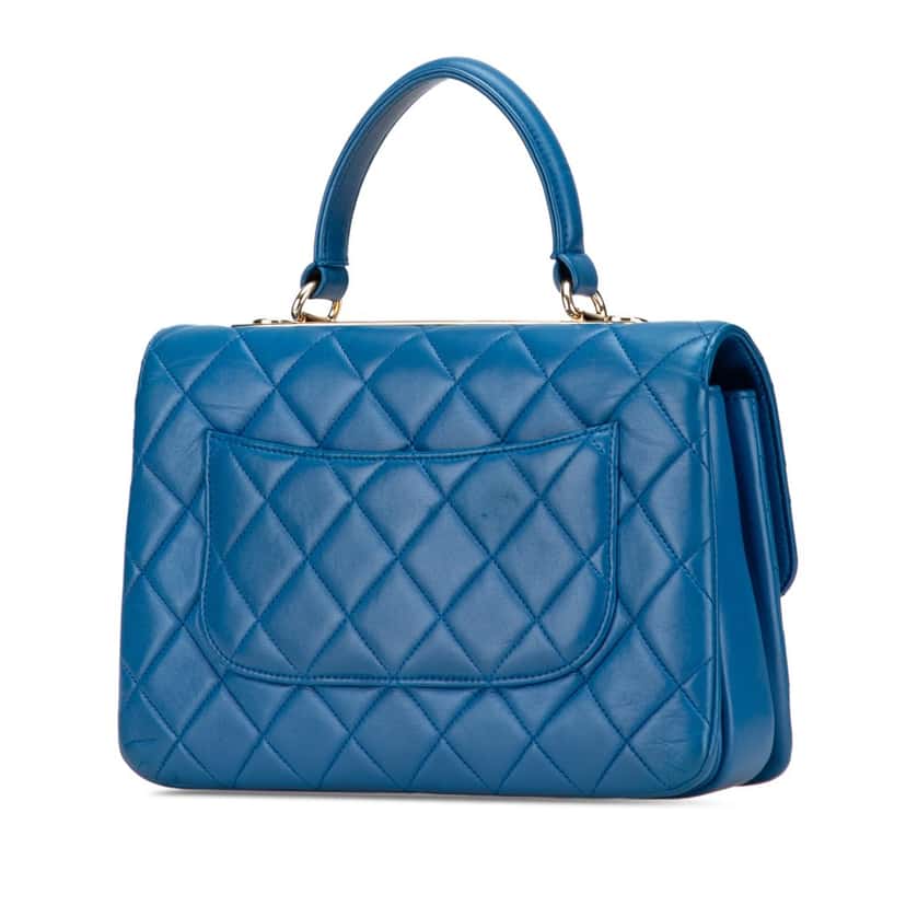 Chanel Medium Lambskin Trendy CC Top Handle Bag Blue Leather Good condition - Back View