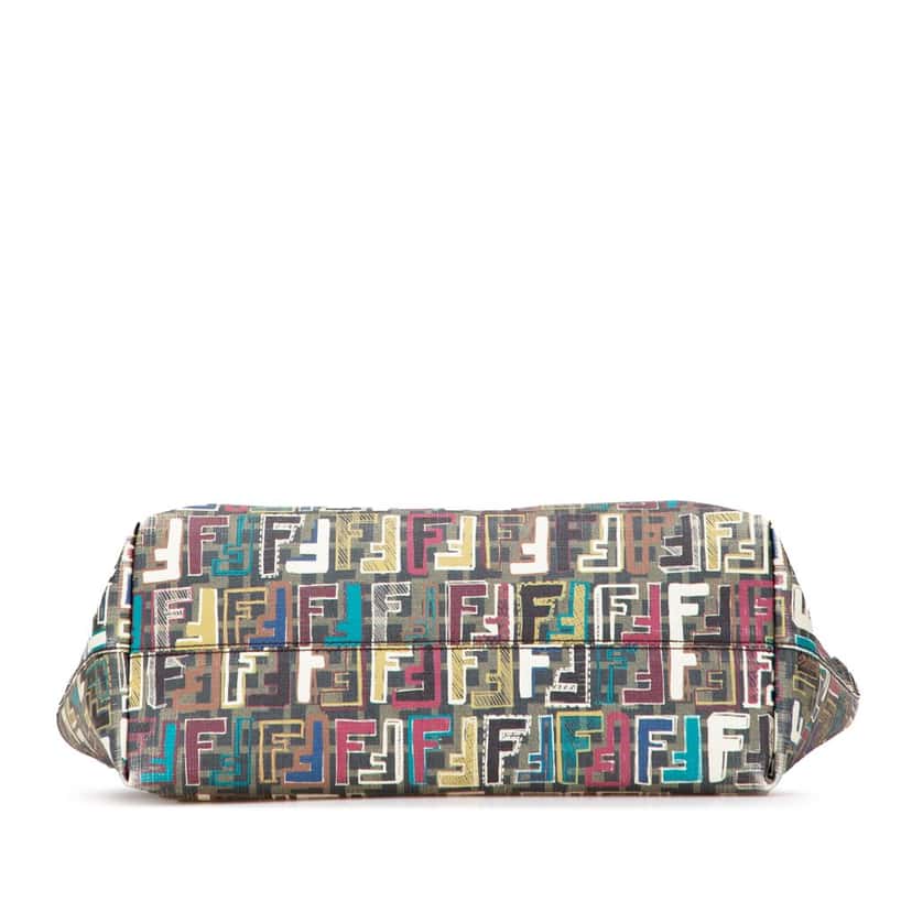 Fendi Medium Multicolor Zucca Spalmati Roll Tote Brown Canvas Good condition - Inside View